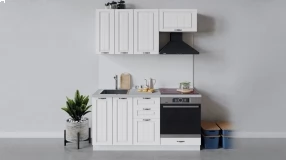 Кухонный гарнитур «Лина» длиной 160 см со шкафом НБ (Белый/Белый)