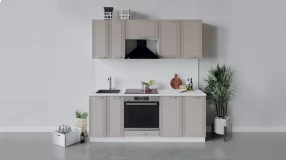 Кухонный гарнитур «Ольга» длиной 200 см со шкафом НБ (Белый/Кремовый)