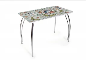 Кухонный стол Лилия (серебро) Металл/пластик, Бабочки