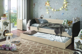 Кровать  "Балли" двухспальная (Дуб белфорт, ЛДСП, Венге, 900х1900 мм, универсальная)